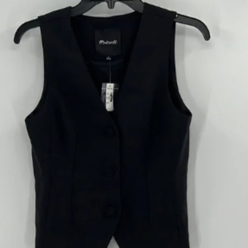 Madewell Women's V-Neck Vest in Wool Blend - Black - 0 - New with tags
